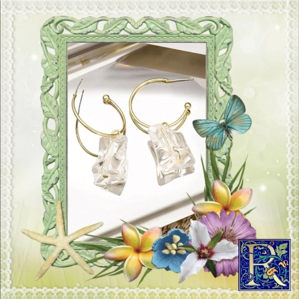 Geometric Ice Block Dangle Earring 🧊 - Picture 2 of 4